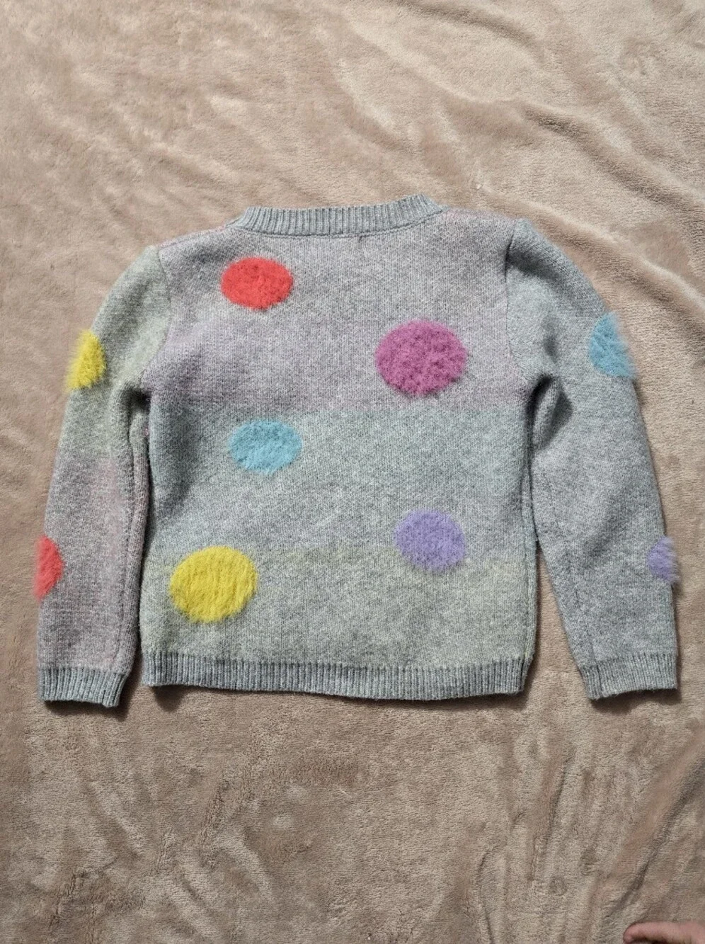 Baby Sara Sweater Grey With Rainbow Dots Size 5